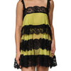 Dolce & Gabbana Yellow Black Babydoll Chemise Lingerie Dress