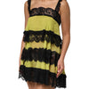Dolce & Gabbana Yellow Black Babydoll Chemise Lingerie Dress