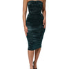 Dolce & Gabbana Green Silk Satin Fitted Strapless Dress