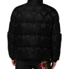 Dolce & Gabbana Black Jacquard Quilted Puffer Bomber Jacket
