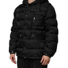 Dolce & Gabbana Black Jacquard Quilted Puffer Hooded Jacket