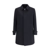 Lardini Black Fleece Wool Trench Coat