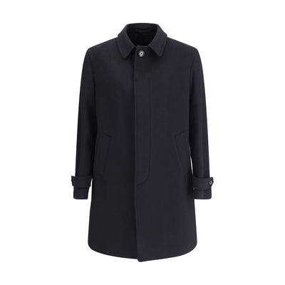 Lardini Trenchcoat aus schwarzem Fleece und Wolle