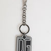 Dolce & Gabbana Black White DG Rubber Logo Silver Men Keychain Keyring