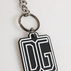 Dolce & Gabbana Black White DG Rubber Logo Silver Men Keychain Keyring