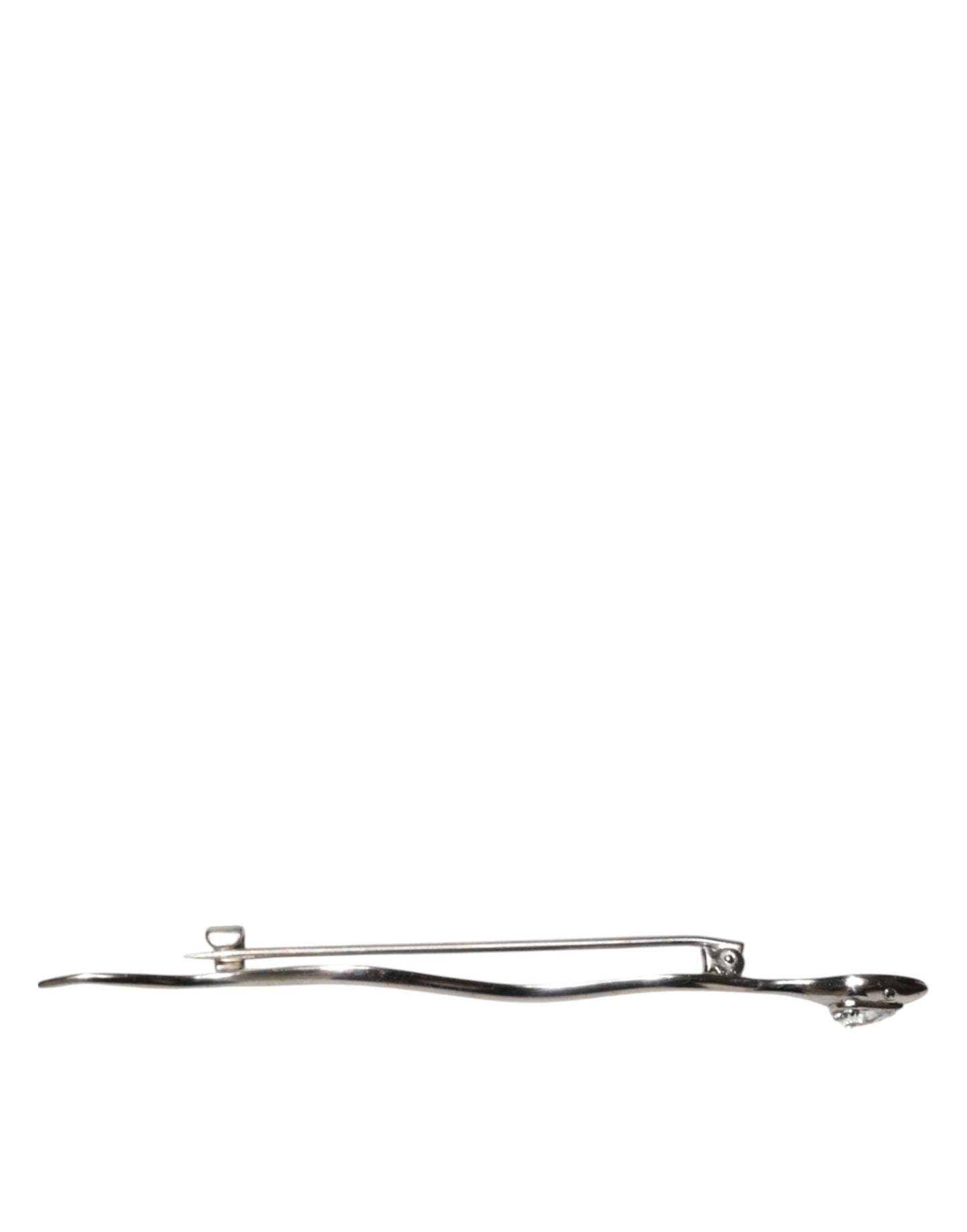 Dolce & Gabbana Silver Brass Crystal Spilla Serpente Mens Brooch Pin