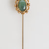 Dolce & Gabbana Gold Tone Green Stone Antique Men Accessory Brooch Pin