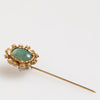 Dolce & Gabbana Gold Tone Green Stone Antique Men Accessory Brooch Pin