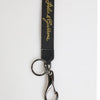 Dolce & Gabbana Black Yellow Polyester DG Logo Silver Keychain Keyring