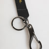 Dolce & Gabbana Black Yellow Polyester DG Logo Silver Keychain Keyring
