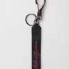 Dolce & Gabbana Black Red Polyester DG Logo Silver Men Keychain Keyring