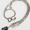 Dolce & Gabbana Silver Tone Brass Chain DG Logo Pendant Men Necklace