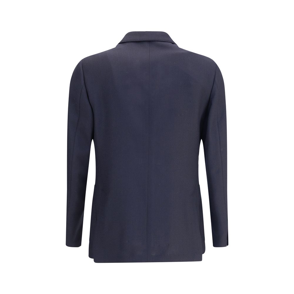 Blauer Lardini-Fleece-Wollblazer