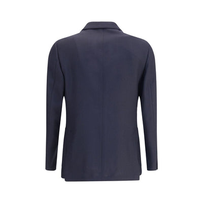 Blauer Lardini-Fleece-Wollblazer