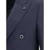Blauer Lardini-Fleece-Wollblazer