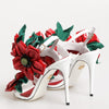Dolce & Gabbana White Red Floral Detailing Sandals Shoes