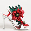 Dolce & Gabbana White Red Floral Detailing Sandals Shoes