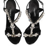Dolce & Gabbana Black Keira Crystals Heels Sandals Shoes