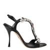 Dolce & Gabbana Black Keira Crystals Heels Sandals Shoes
