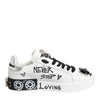 Dolce & Gabbana White Portofino Crystal Sneakers  Shoes