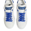 Dolce & Gabbana White Blue Leather Low Top Sneakers Shoes