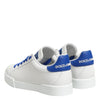 Dolce & Gabbana White Blue Leather Low Top Sneakers Shoes