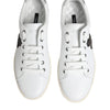 Dolce & Gabbana White Crown Bee Leather Low Top Sneakers Shoes
