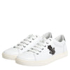 Dolce & Gabbana White Crown Bee Leather Low Top Sneakers Shoes