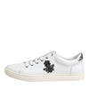 Dolce & Gabbana White Crown Bee Leather Low Top Sneakers Shoes
