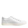 Dolce & Gabbana White Crown Bee Leather Low Top Sneakers Shoes