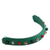 Dolce & Gabbana Green Embellished Leather Bag Handle Women Shoulder Strap