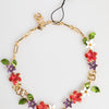 Dolce & Gabbana Gold Brass Logo Detail Floral Fashion Jewelry Necklace