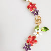 Dolce & Gabbana Gold Brass Logo Detail Floral Fashion Jewelry Necklace