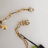 Dolce & Gabbana Gold Brass Logo Detail Floral Fashion Jewelry Necklace