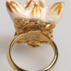 Dolce & Gabbana Gold Brass Resin Beige Dog Pet Accessory Ring