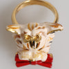 Dolce & Gabbana Gold Brass Resin Beige Dog Pet Accessory Ring