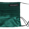 Dolce & Gabbana Green Silk Pleated Elastic Ear Strap Face Mask