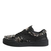 Dolce & Gabbana Black Leather Studded Low Top Sneakers Shoes