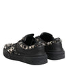 Dolce & Gabbana Black Leather Studded Low Top Sneakers Shoes