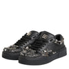 Dolce & Gabbana Black Leather Studded Low Top Sneakers Shoes