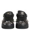 Dolce & Gabbana Black Leather Studded Low Top Sneakers Shoes