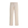 7FOR Beige Cotton Straight-Leg Jeans