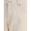 7FOR Beige Cotton Straight-Leg Jeans