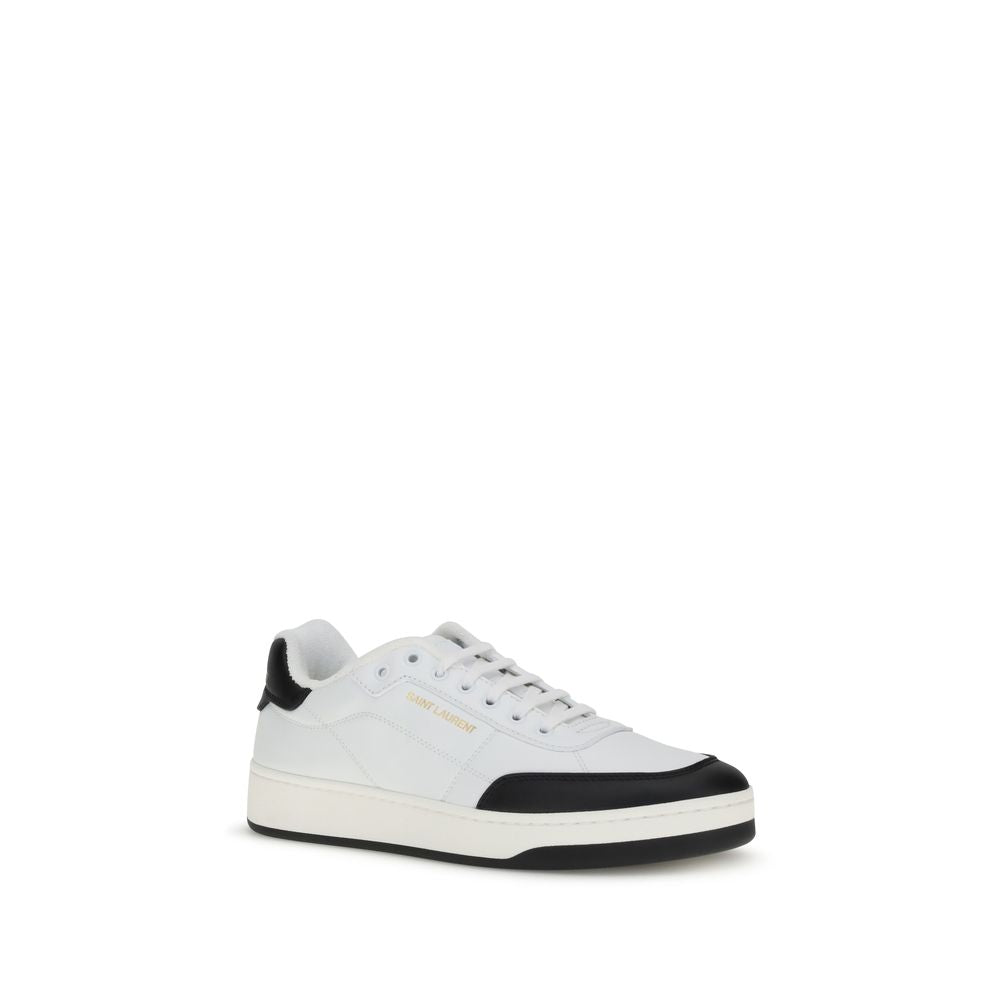 Saint Laurent Bos Taurus Low Top Sneakers aus weißem Kalbsleder