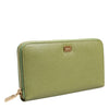 Dolce & Gabbana Green Leather Logo Plaque Zip Around Continenta Wallet