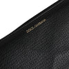 Dolce & Gabbana Black Calfskin Leather Logo Zip Around Continental Wallet