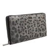 Dolce & Gabbana Black Gray Leopard Leather Zip Around Continental Wallet