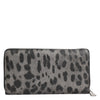 Dolce & Gabbana Black Gray Leopard Leather Zip Around Continental Wallet