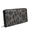 Dolce & Gabbana Black Gray Leopard Leather Zip Around Continental Wallet