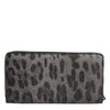 Dolce & Gabbana Black Gray Leopard Leather Zip Around Continental Wallet